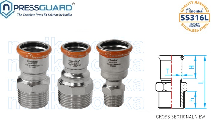 Stainless Steel 316L Press Fit MI Adaptor